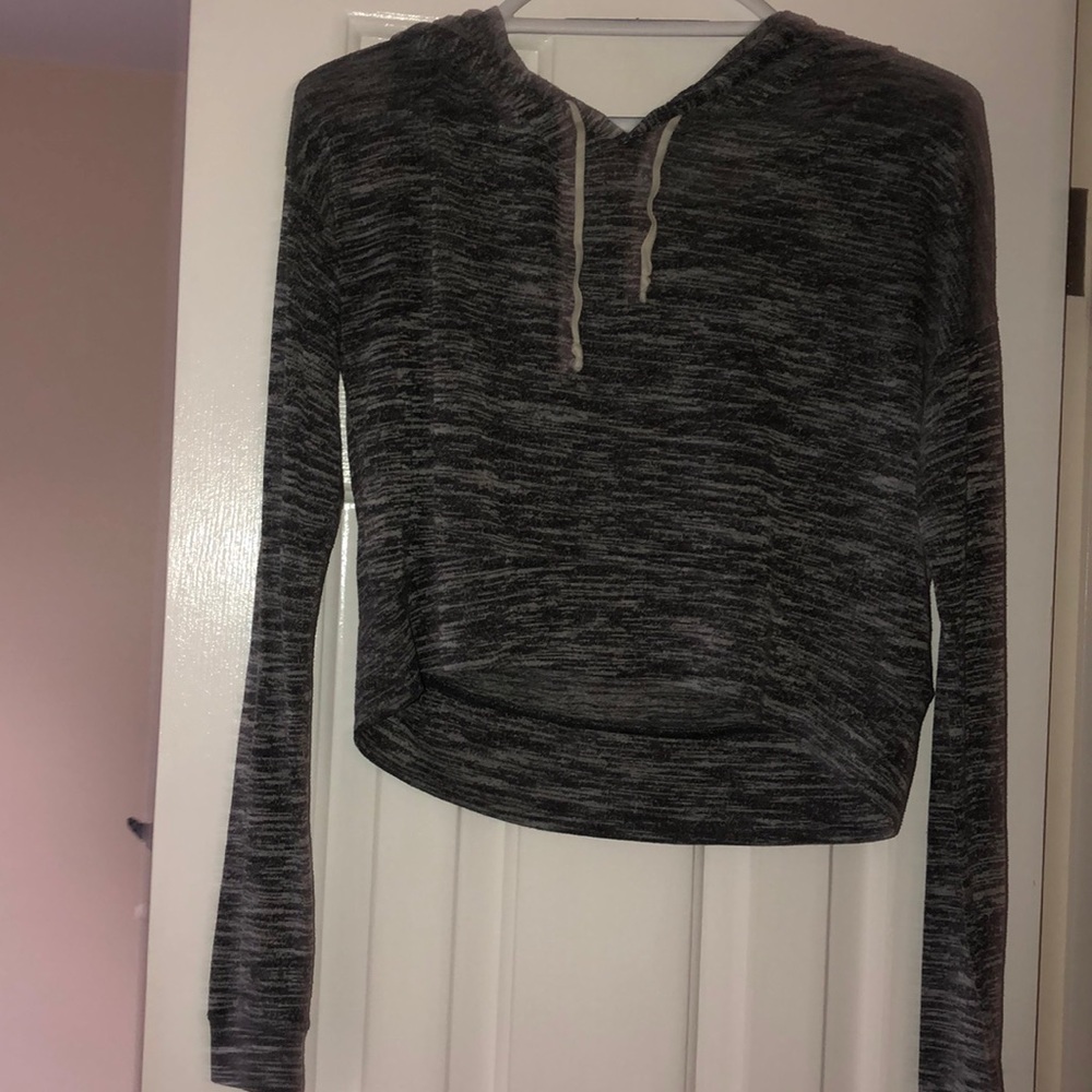 Cropped gray and white hoodie